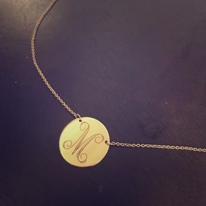 Stella & Dot “M” initial 16” gold necklace!